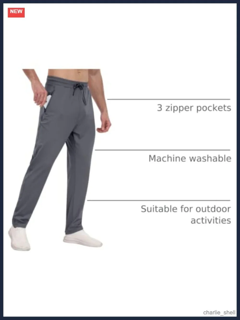 Mens Athletic Sweatpants 3 Pack with Zipper Pockets Joggers Gym Running